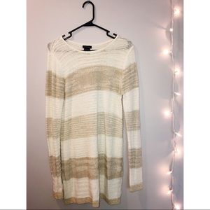 Creamy Striped Sweater with Back Detail